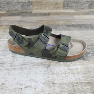 Birkenstock Milano Soft Mens Sandals Sz 13 Camouflage Green Footbed Birko-Flor